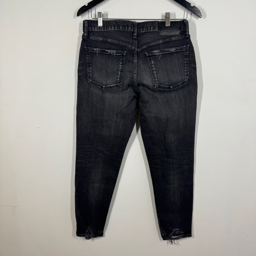 Moussy Vintage Black Distressed Skinny Jeans Raw Hem Cropped Women’s Denim - Picture 8 of 12